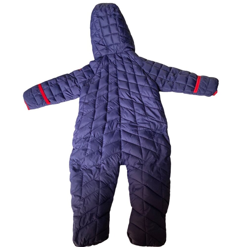 SNOZU Hooded Snowsuit Baby 9-12 Mo Puffer Bunting Blue Fleece Lined Zip Unisex - Picture 2 of 14
